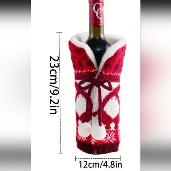 CUTE CozyFestive Quality Holiday Bottle Cover‎ Sleeve, SET of 2! Great Gifts.NEW - Picture 2 of 7